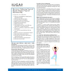 Recovery Guide Following Vaginal Repair Surgery/Vaginal Hysterectomy